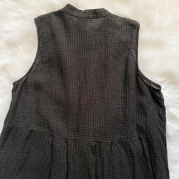 NEW Eileen Fisher Seaweed Linen Mandarin Collar Sleeveless Pleated Midi Dress - Picture 4 of 6